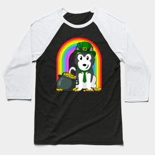 Siberian Husky Rainbow Irish Clover St Patrick Day Dog Gift design Baseball T-Shirt